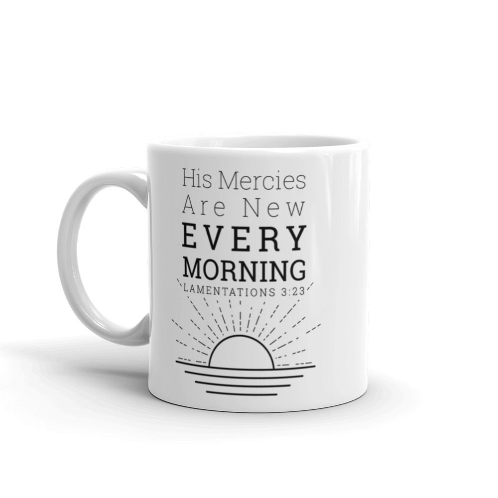 His Mercies are New Purple Ceramic Coffee Mug with Exposed Clay